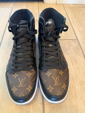 Nike Dunks LV Brown Monogram High-Top Sneakers with Black Accents